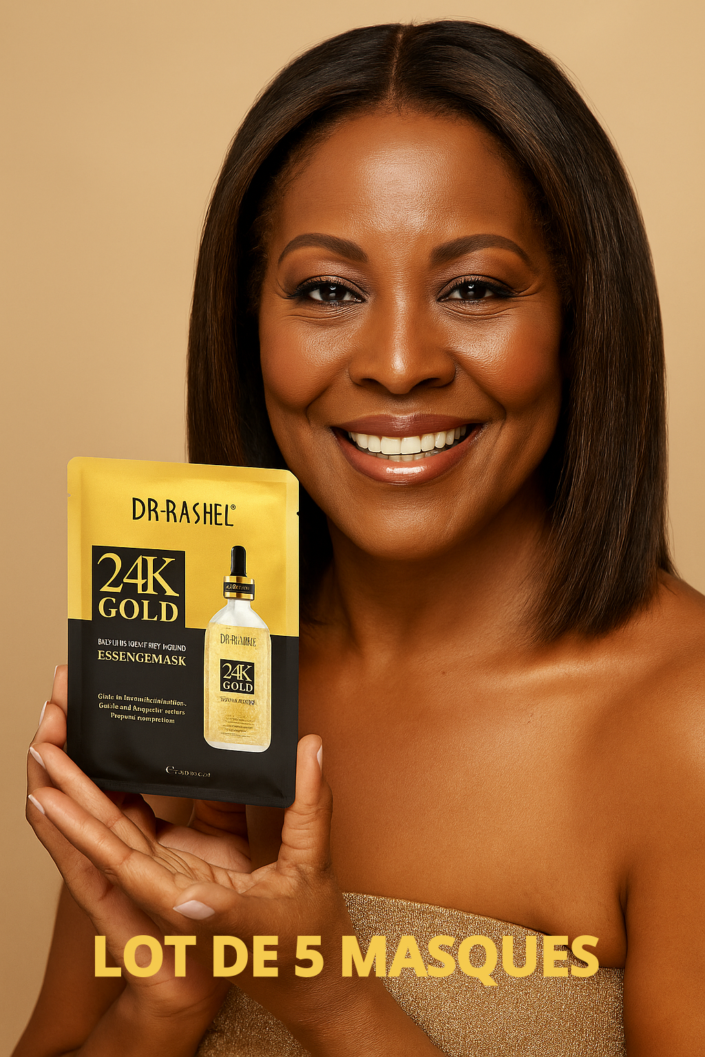 Masque Visage 24K Gold Radiance & Anti-Âge – Lot de 5 Masques (Dr. Rashel, 25 g chacun)